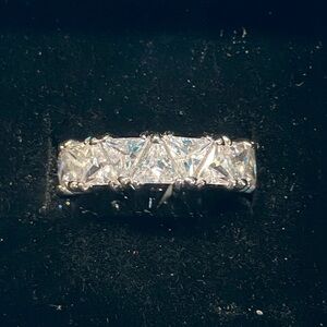 NEW Silver-Tone Triangular CZ Eternity Ring, Sz 6